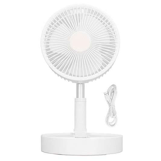 Floor Retractable Folding Fan, USB Rechargeable Retractable Desktop Foldable Fan