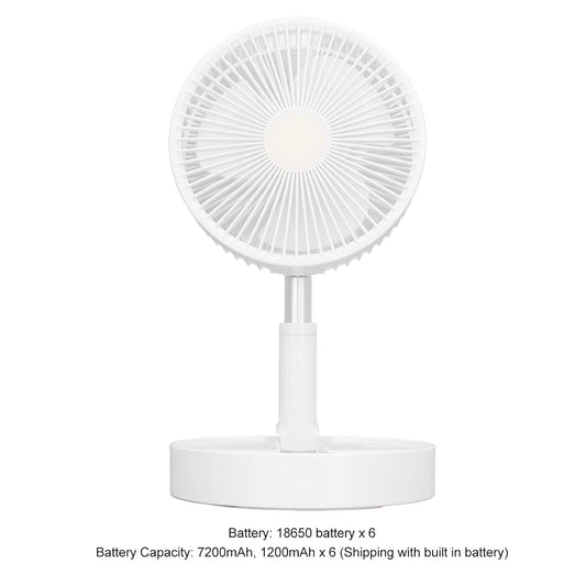Floor Retractable Folding Fan, USB Rechargeable Retractable Desktop Foldable Fan