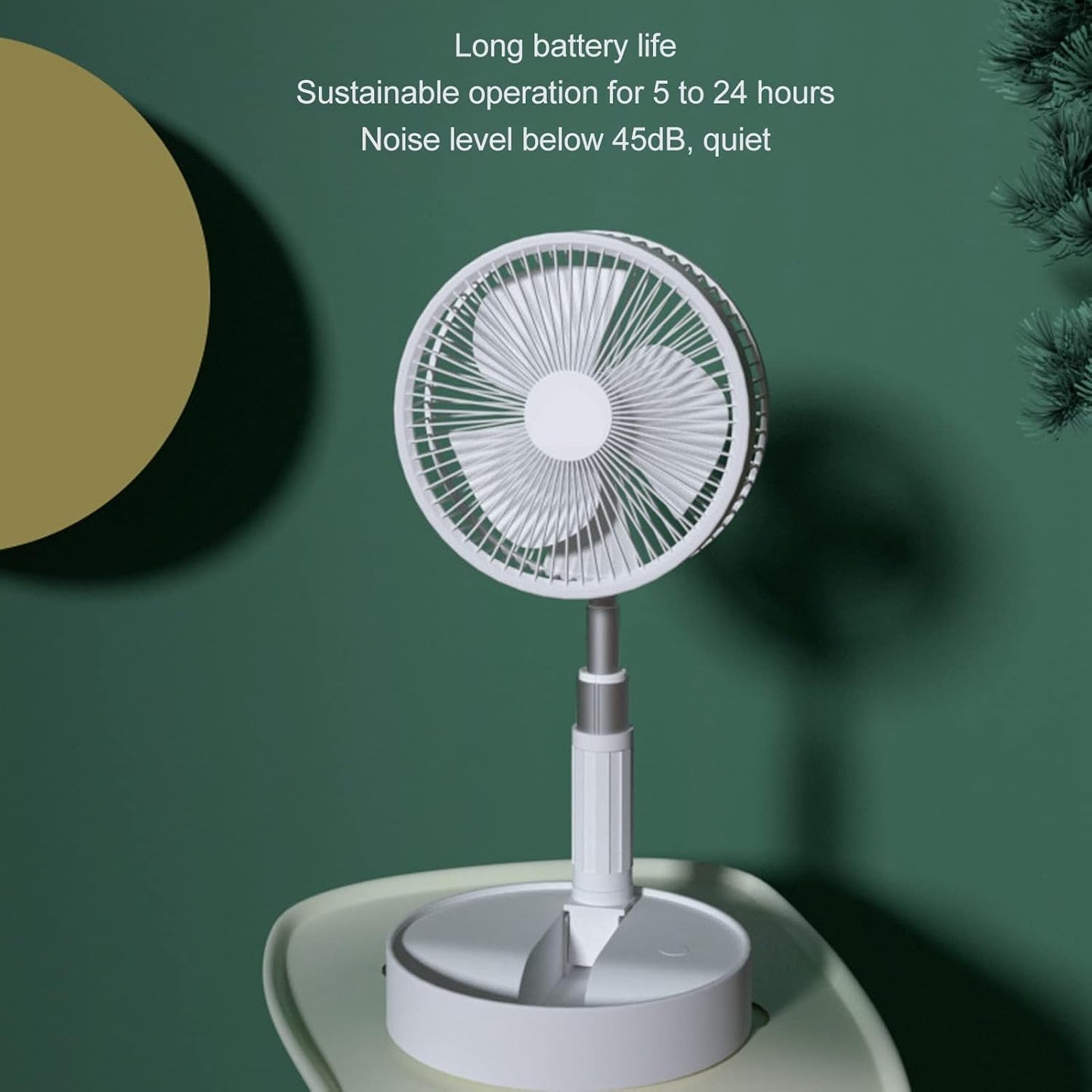 Floor Retractable Folding Fan, USB Rechargeable Retractable Desktop Foldable Fan