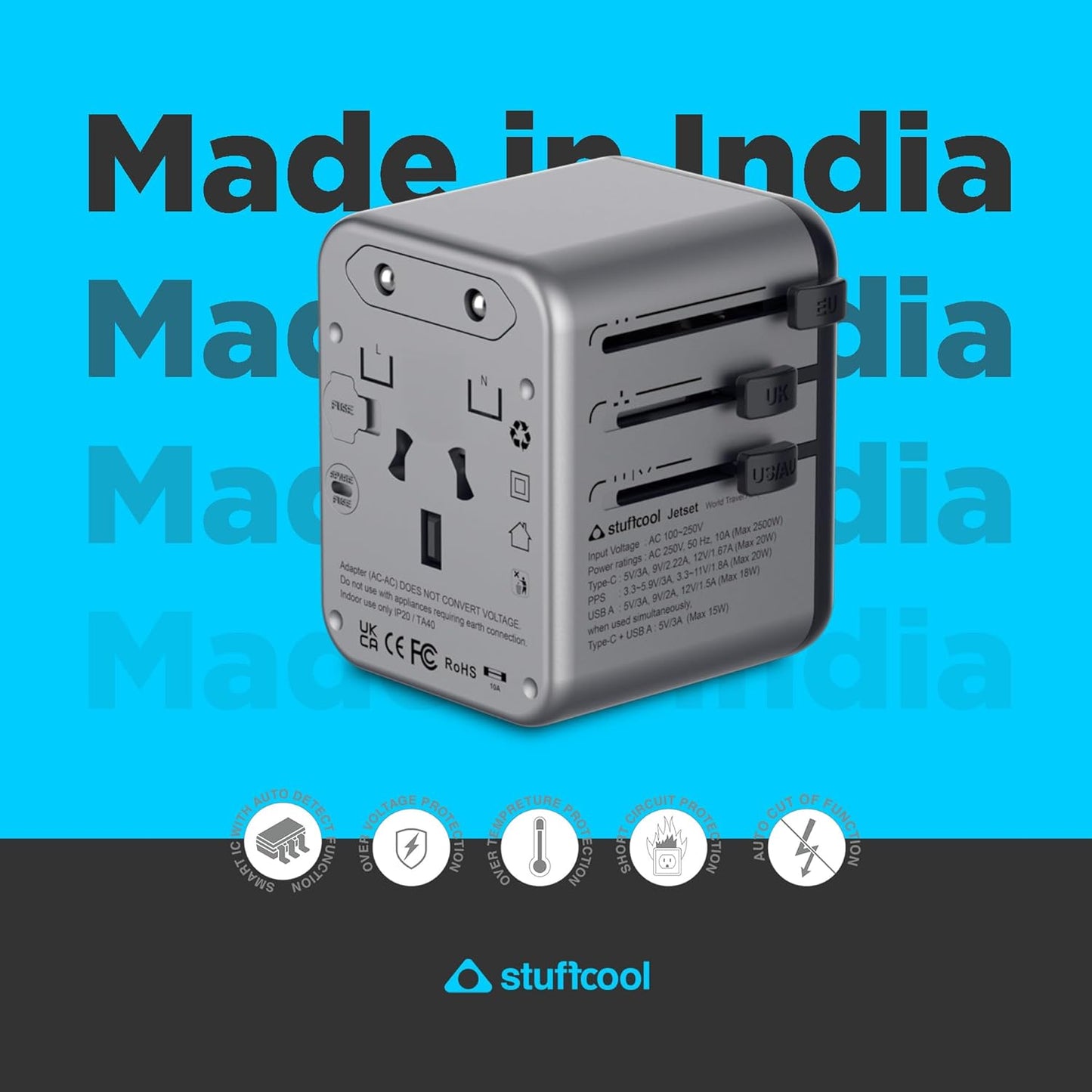 Stuffcool Jetset Made in India Universal Travel Adapter