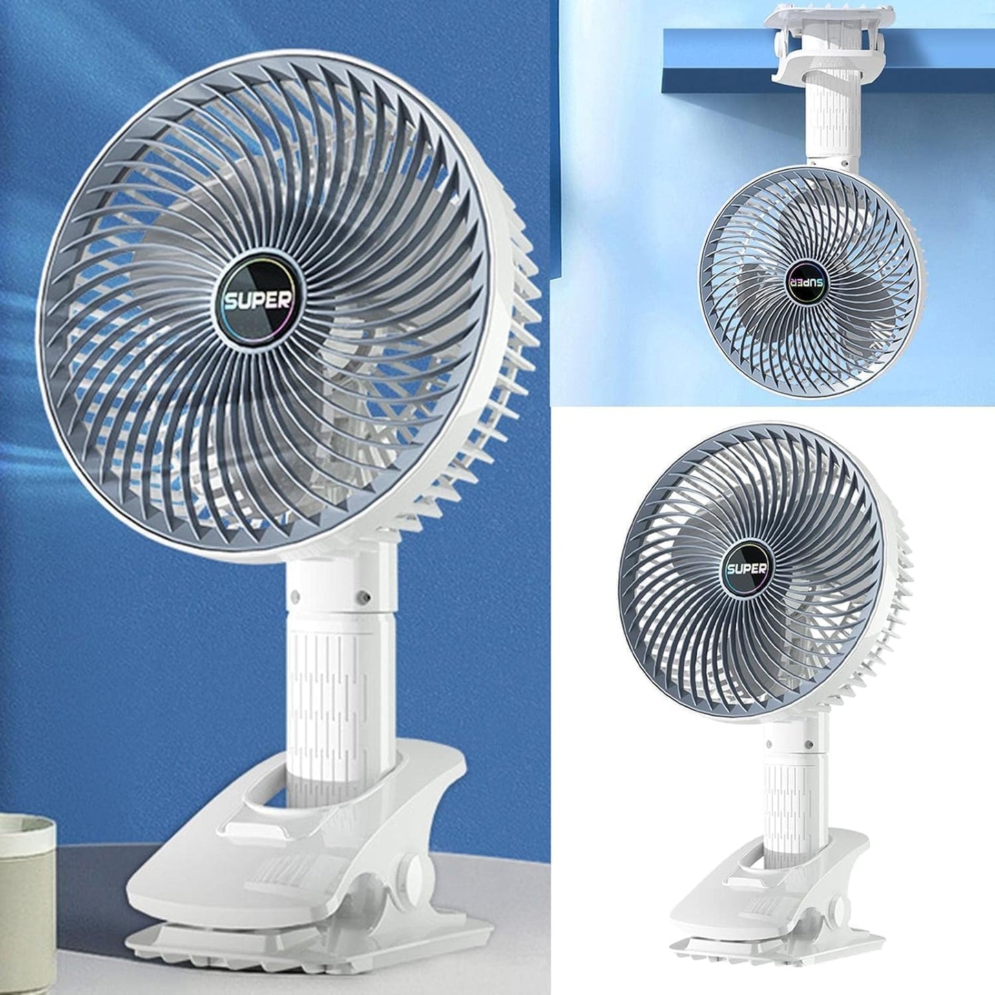 Portable Clip Fan, Small Powerful USB Table Fan,Mini Desk Fan