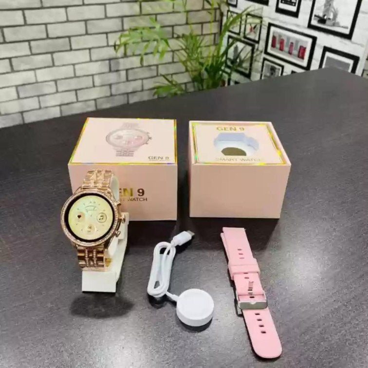 Gen 9 Diamond Strap HD Display 2 Straps Bluetooth Calling Smartwatch for Mens and Womens