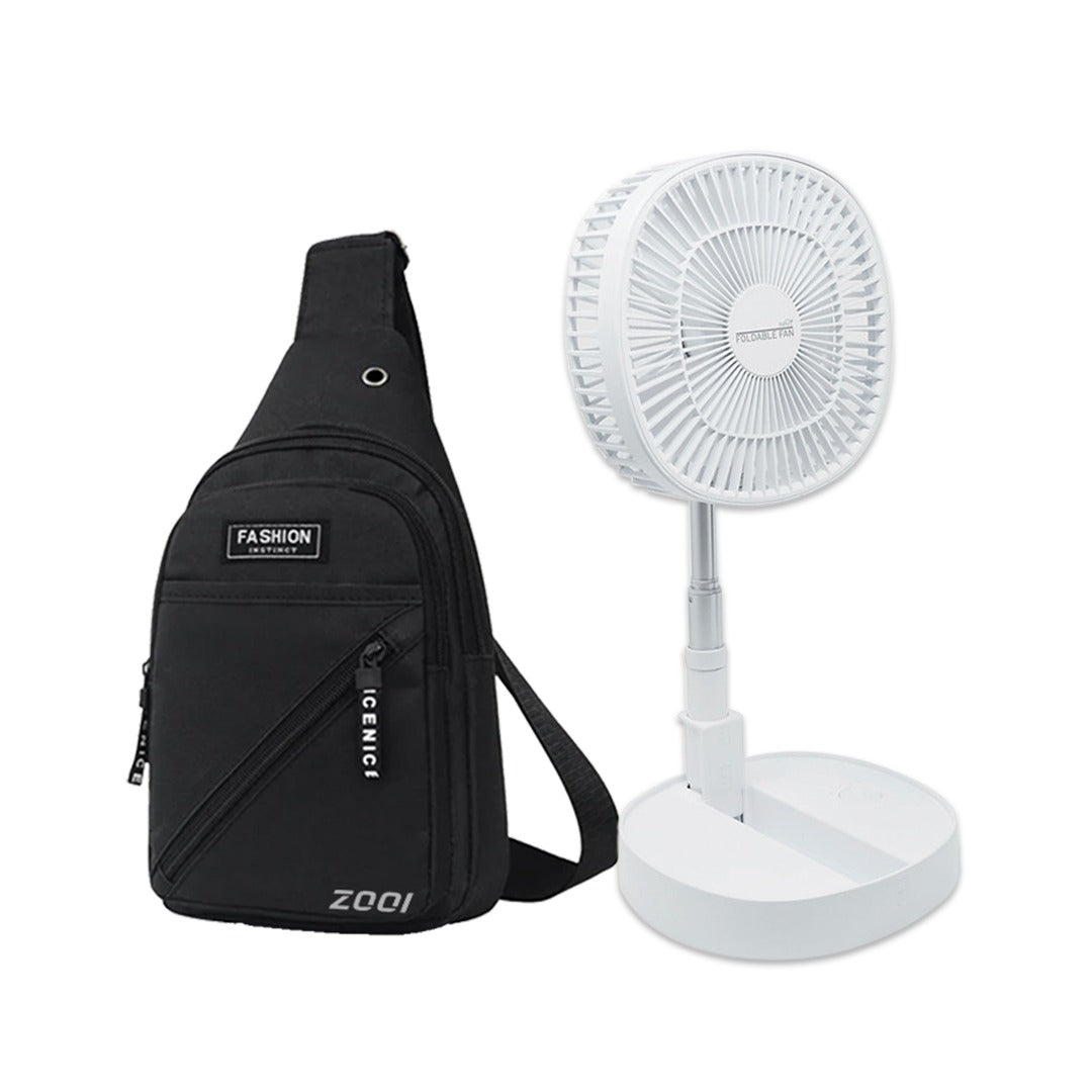 Premium Foldable Fan and One Side Zooi Bag