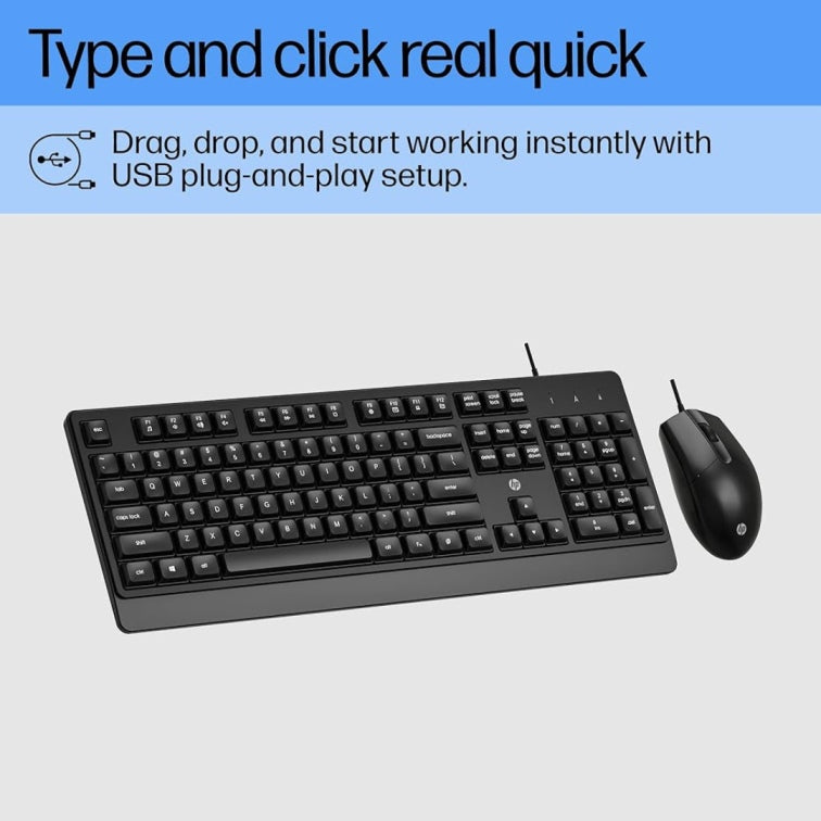 HP KM180 Wired Mouse and Keyboard Combo