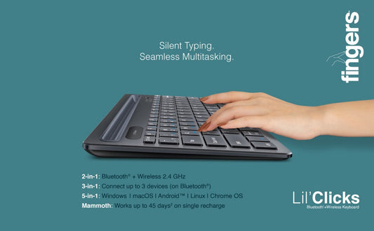 FINGERS Lil’Clicks Bluetooth Wireless Mini Keyboard